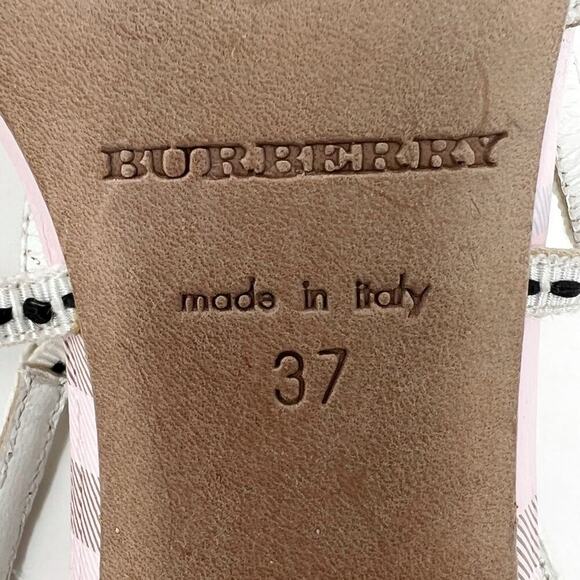 Burberry Check Leather Floral Slingback Sandals Pink Tan EU 37 - Picture 6 of 8